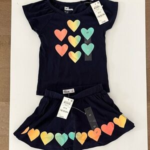 Shorts/skirt Girl set Navy with Hearts Size 2, Girls, NWT